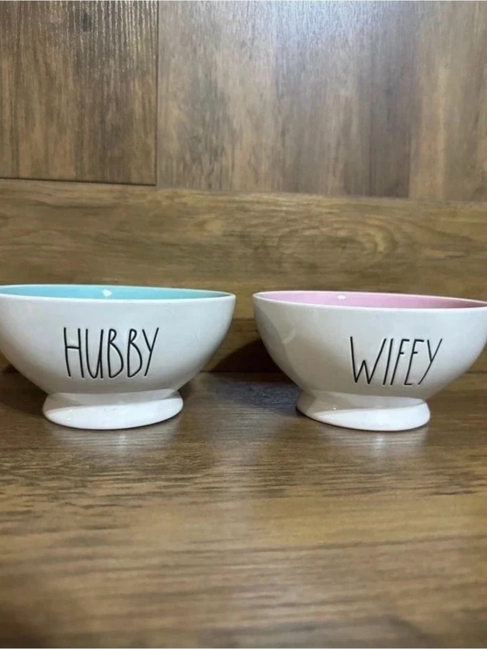 Rae Dunn Hubby & Wifey Ceramic Bowls - Blue & Pink Interiors